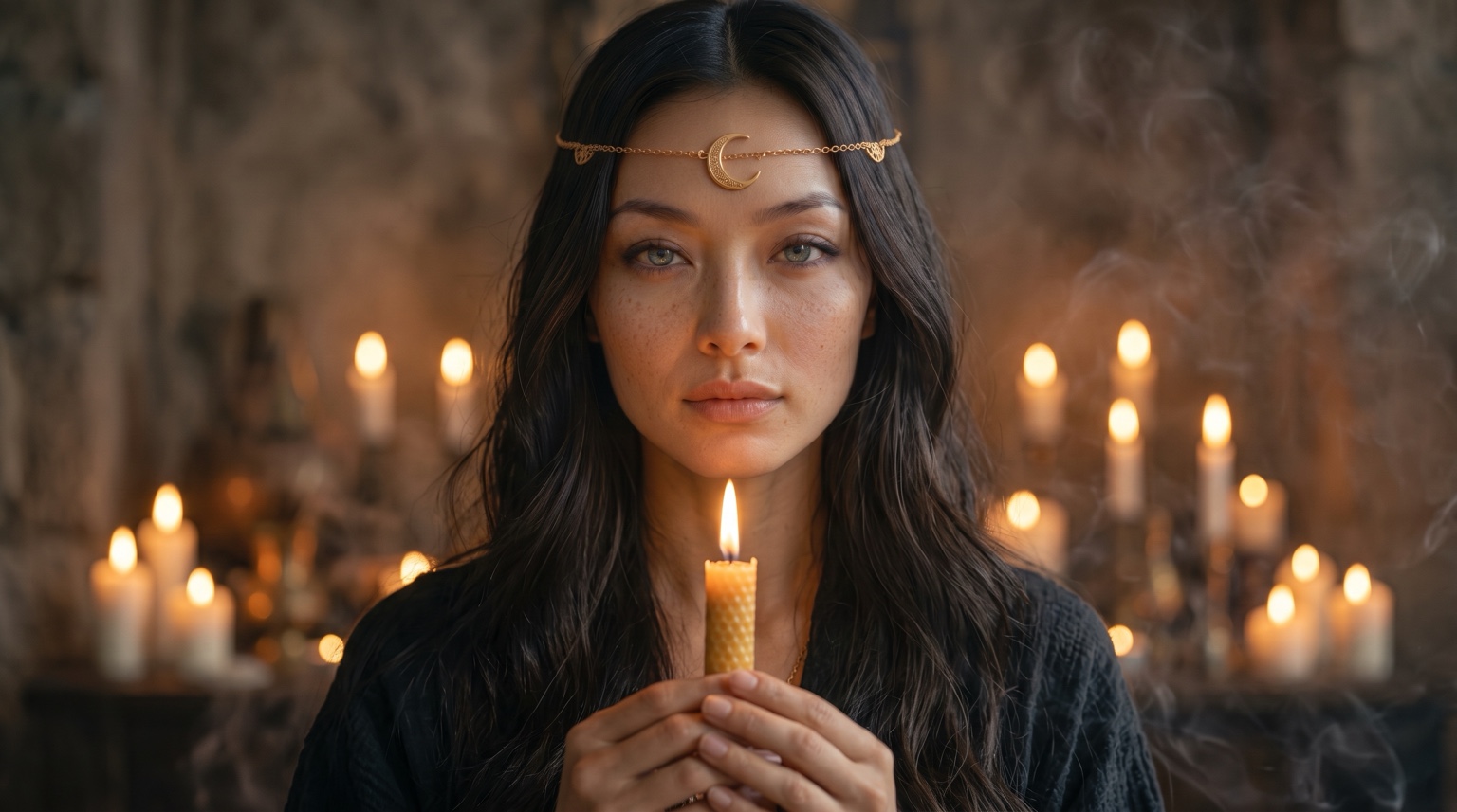 Lunara holding a candle